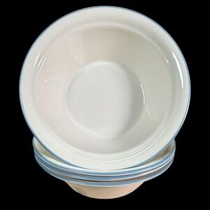 Corelle Blue Rim  6.75" Soup Cereal Bowls Lot of 4